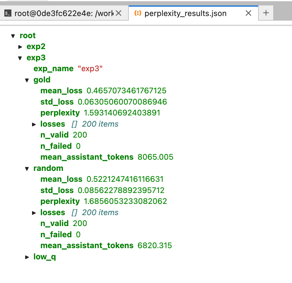 Perplexity 评测结果截图(exp2 与 exp3)